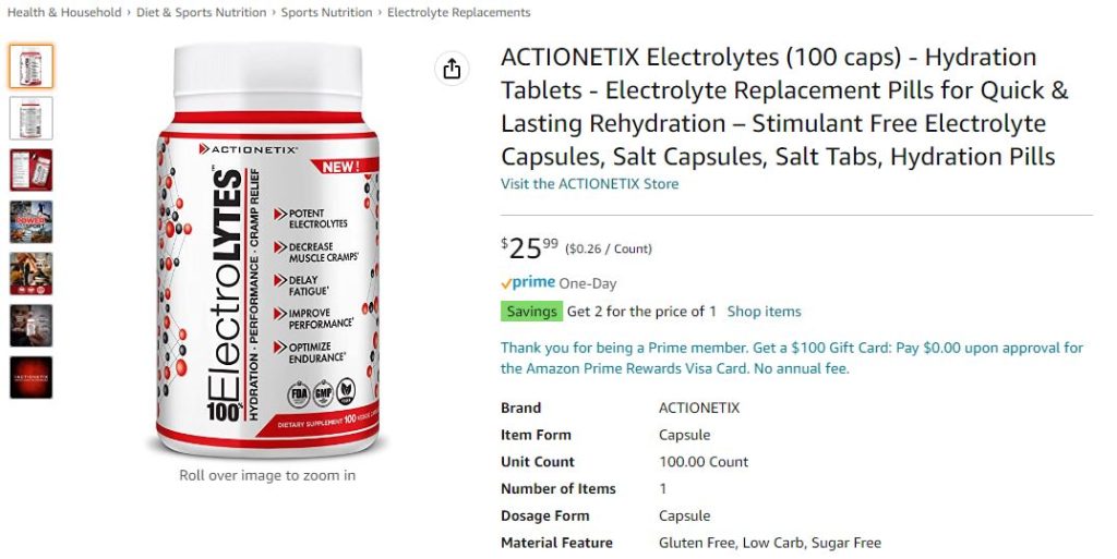 ACTIONETIX 100% ElectroLYTES on AMAZON